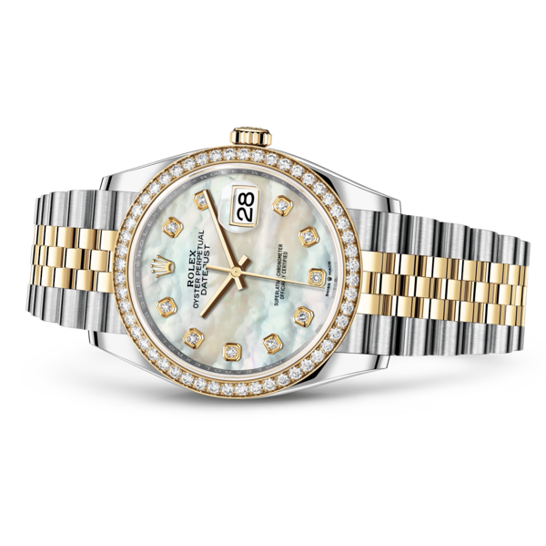 DATEJUST JAUNE/NACRE BLANCHE SERTI