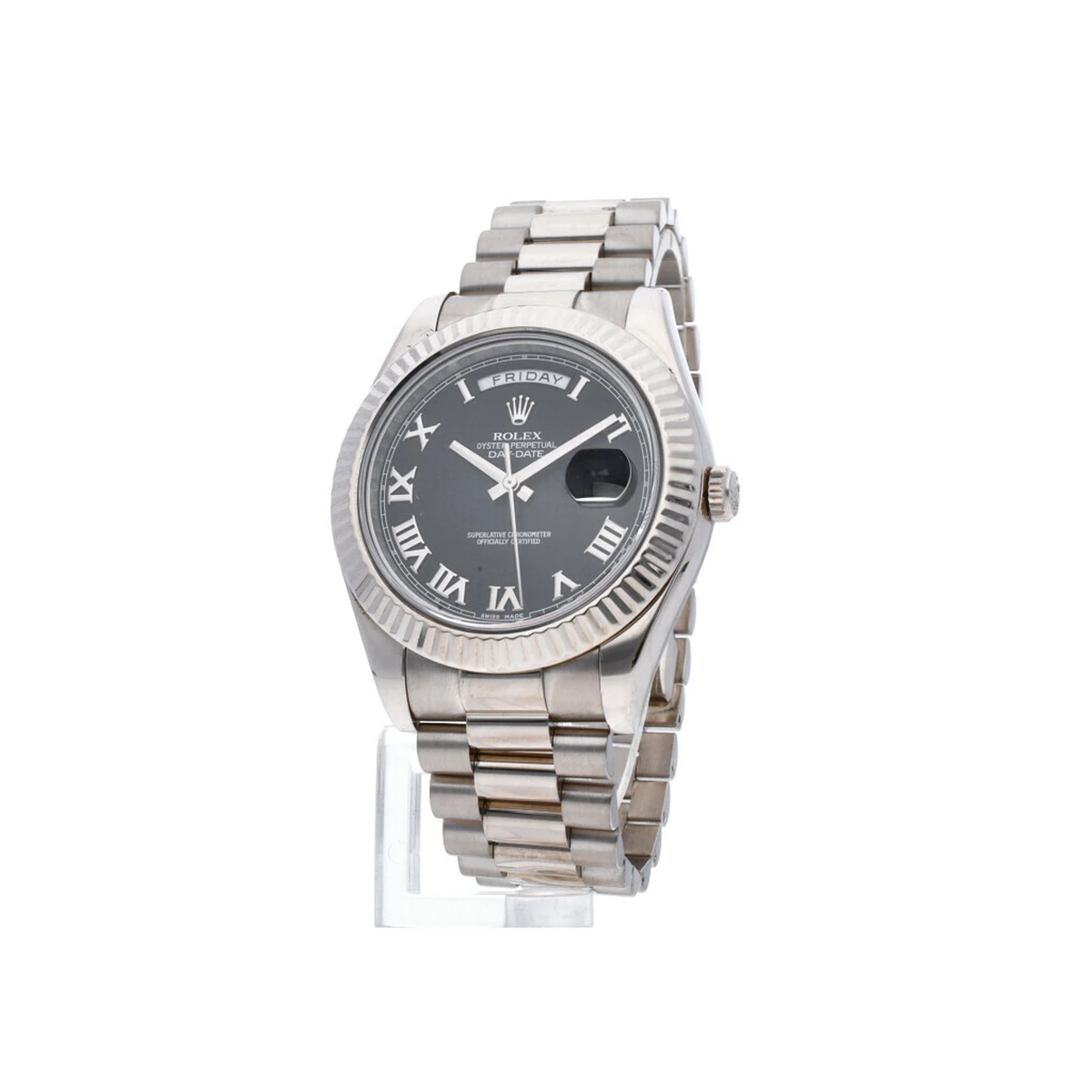 Rolex Day-Date 2 41mm or gris cadran noir