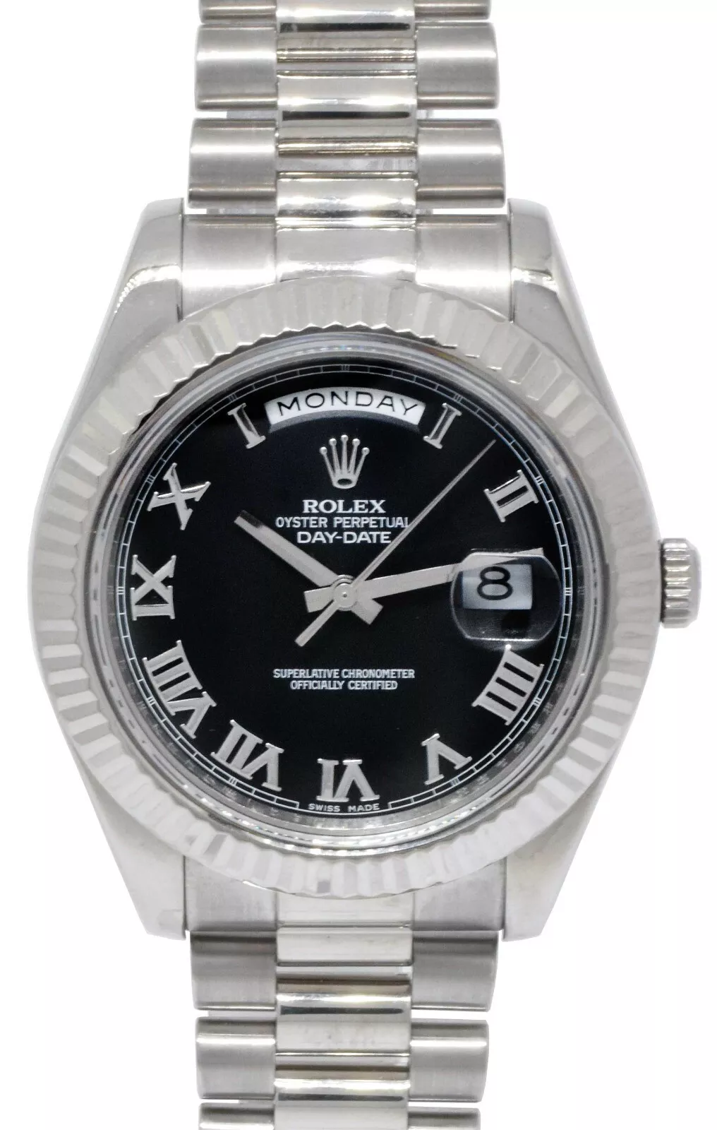 Rolex Day-Date 2 41mm or gris cadran noir